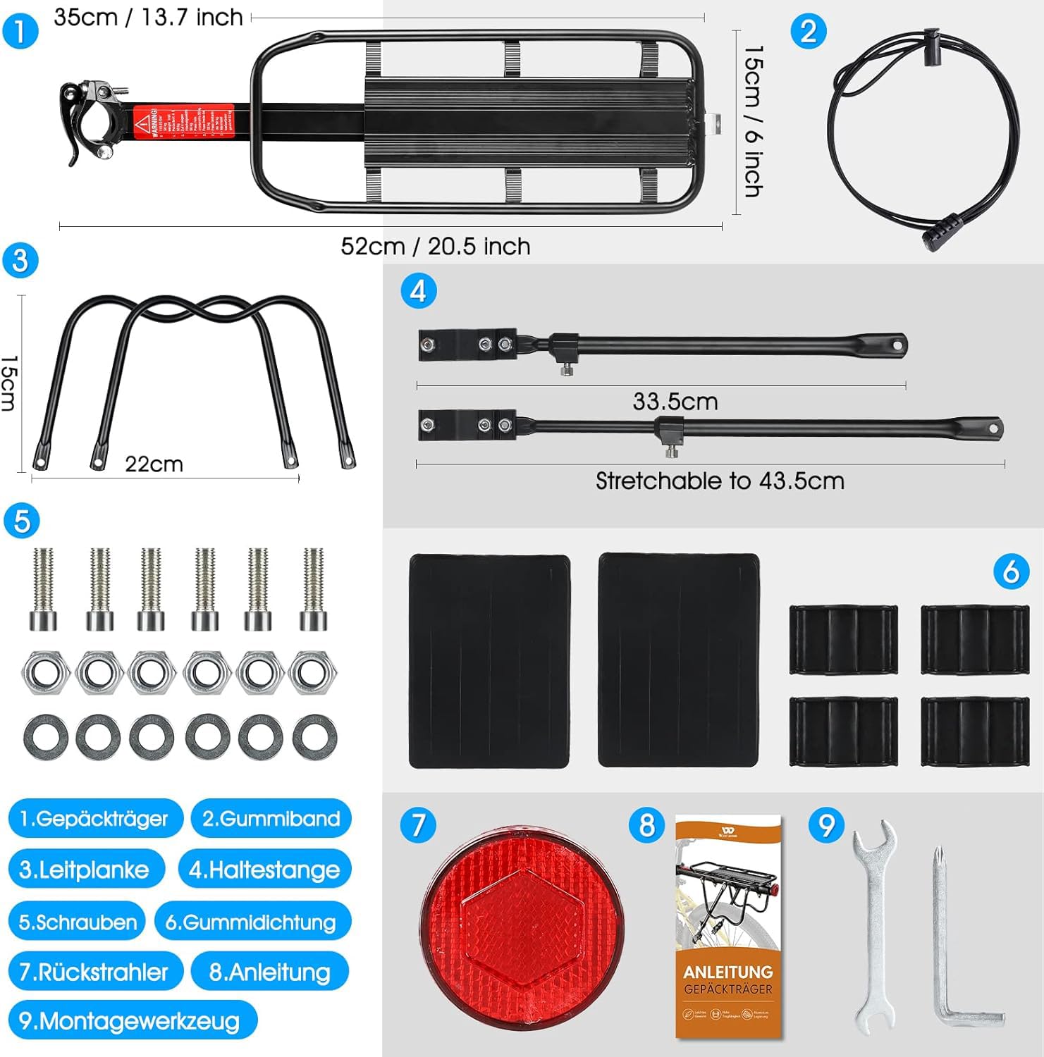 West Biking Gepäckträger Mountainbike - Stabil Robust MTB Aluminium Fahrradgepäckträger, Einfache Montage, Fahrrad Hinten Maximalbelastung 50kg