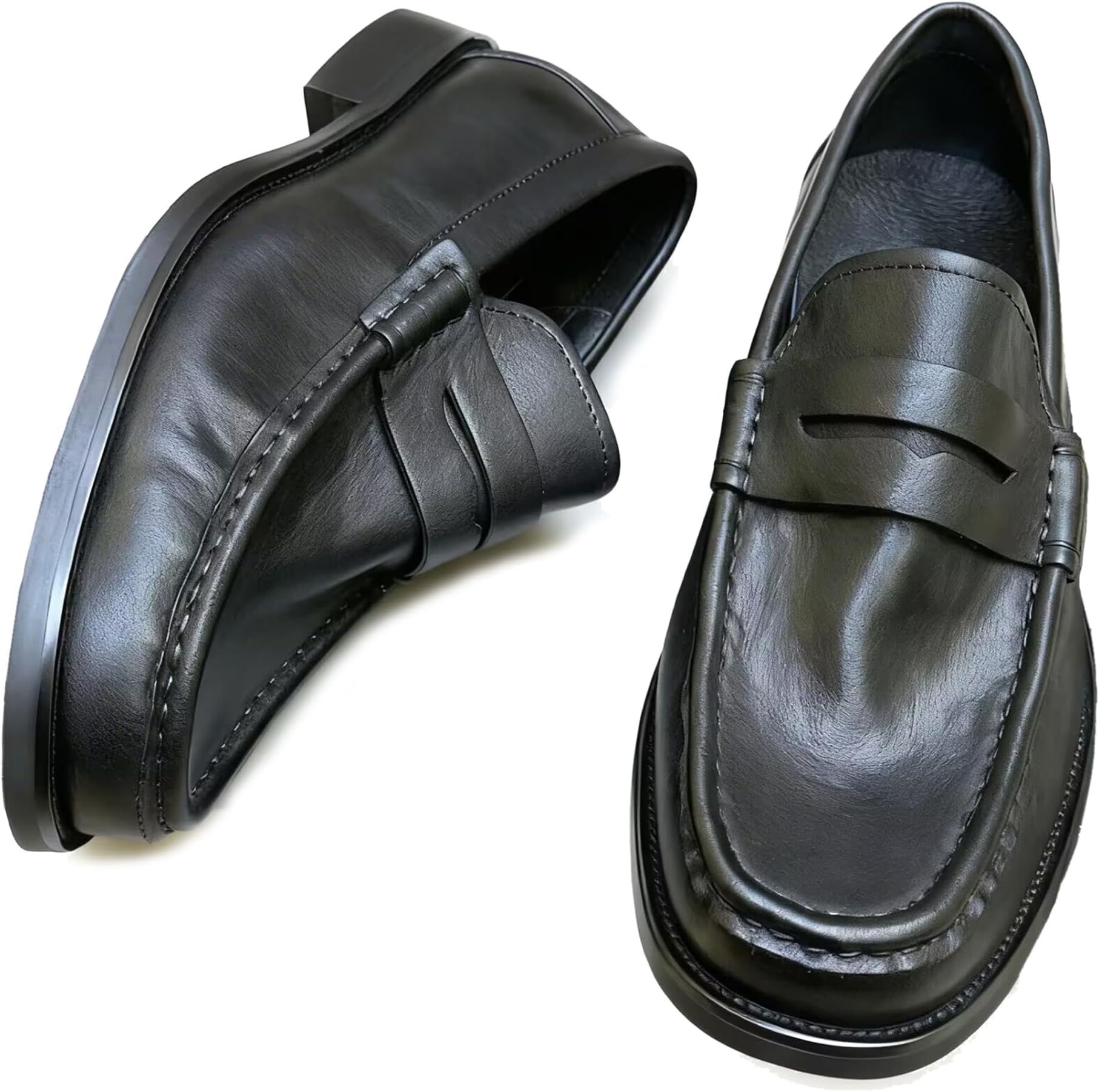 Leather Shoes for Michael J Space Moon Sliding Step Practice Dance Shoes with Sock Adult Child (Adult, Men, 7.5, Numeric, US Footwear Size System, Medium) Black