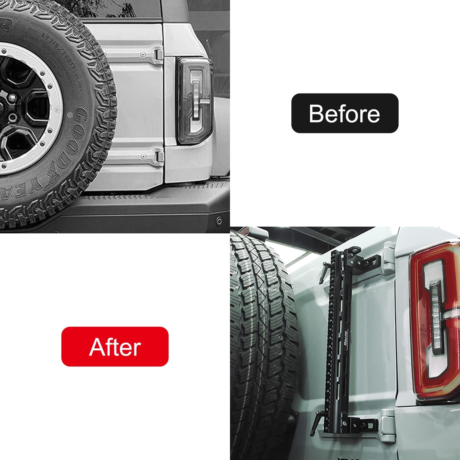 ITrims Flag Mount for Ford Bronco 2021 2022 2023 2024 2025 2/4 Door Exterior Accessories Tailgate Flagpole Holder Offroad CB/AM/FM Trail Sight Mount Car Shovel Holder Antenna Bracket Base (3-in-1)