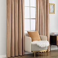 Vista 16 de MIULEE Cortinas de terciopelo de 63 pulgadas de largo, 2 paneles de cortinas opacas de lujo para dormitorio, sala de estar, cortinas de ventana