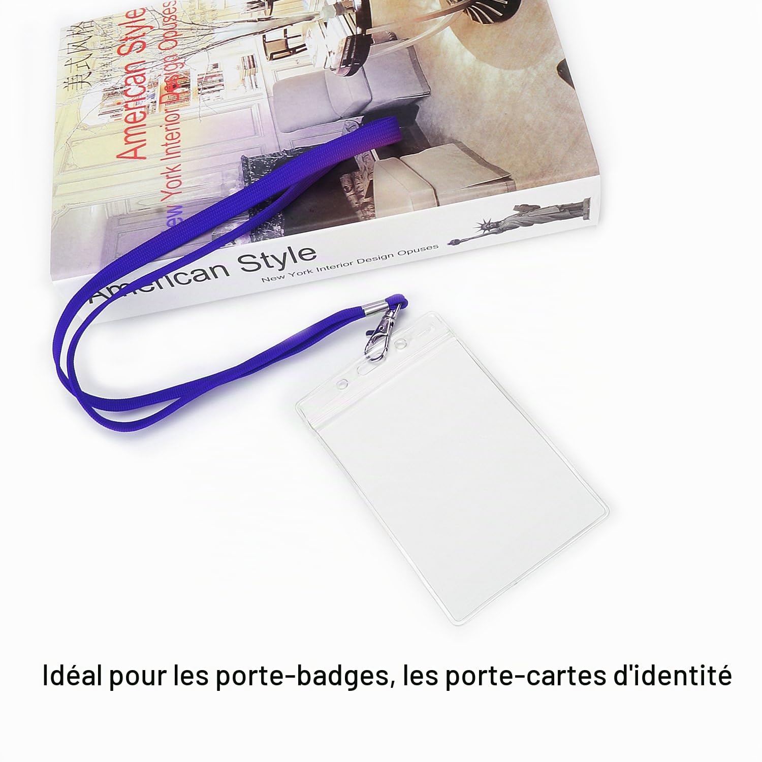 Fushing Porte Badge Cordon Tour De Cou Badge, 100Pcs 45Cm Bleu Cordon Pour Badge Cordon De Cou Porte-Badges Porte Badge Tour De Cou