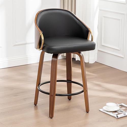 Taburetes de bar de altura de mostrador, sillas de bar modernas ajustables de mediados de siglo con patas y brazos de acero inoxidable dorado para