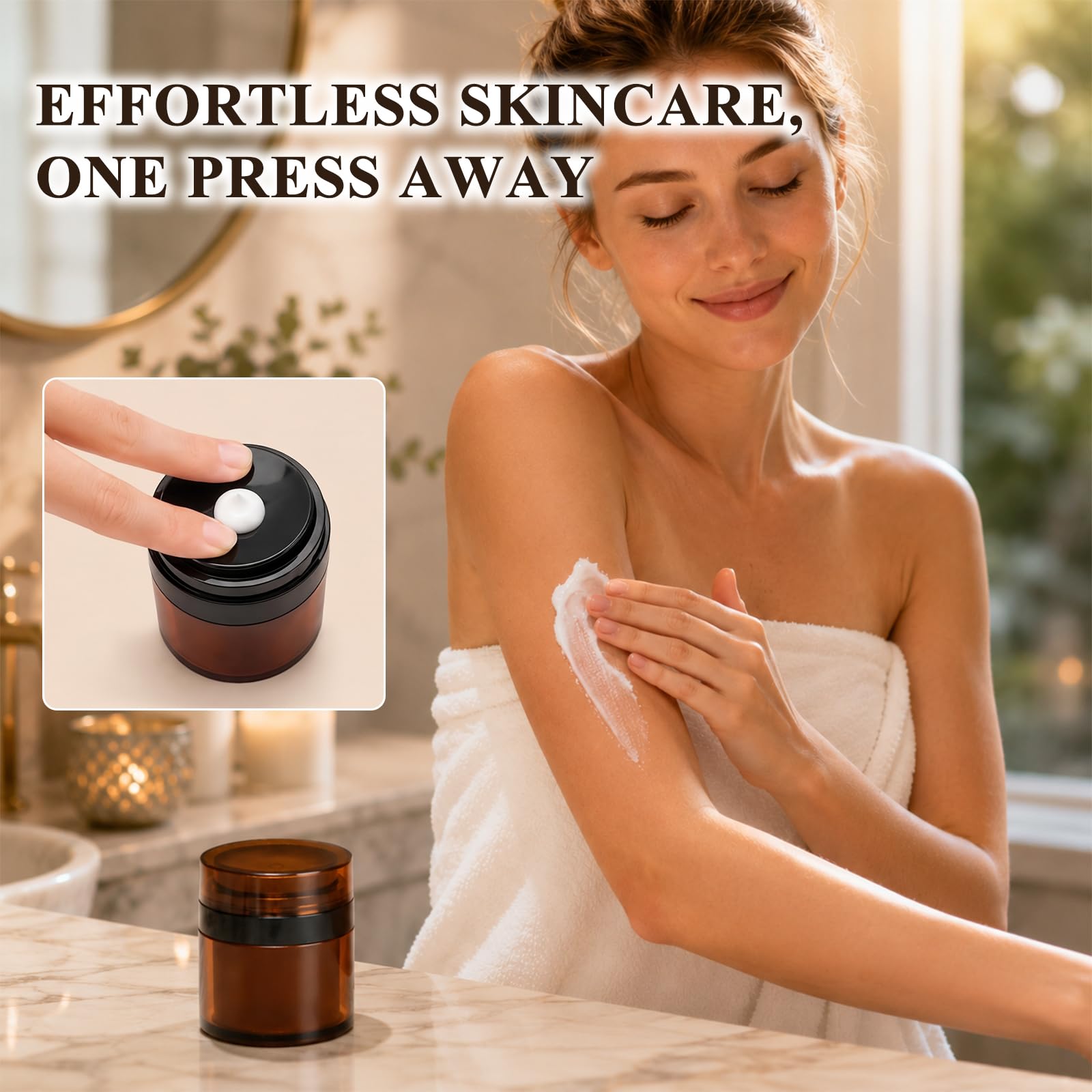 Set di 34 barattoli Airless con pompa, 48,2/28,3/19,8/9,64 g, contenitori ricaricabili da viaggio, a prova di perdite, per prodotti da toeletta per la cura della pelle e creme, lozioni, crema