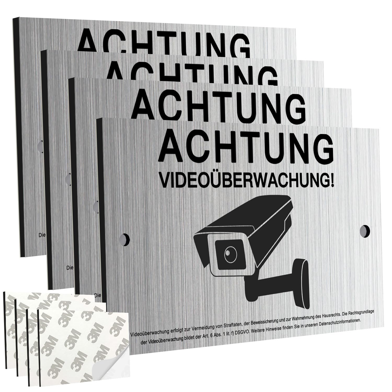 APACALI Videoüberwachung Schilder – 5 Stück, 30x20 Cm, Aluminium, Selbstklebend & Mit Bohrlöchern