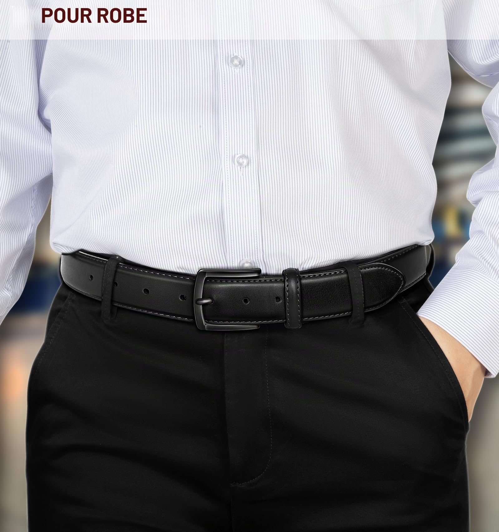 KEMISANT Ceinture Homme 2 Paquet, Ceinture Cuir pour Jeans Travail Décontractée,31mm,Taille Fixe
