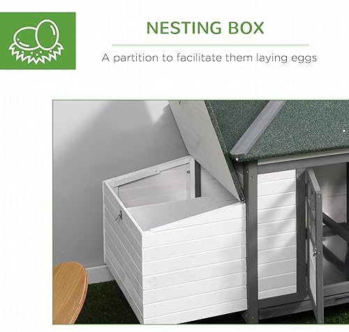 Miniatura 5 de PawHut, gallinero de madera de 77" con caja de anidamiento, lindo gallinero al aire libre con bandeja removible, rampa y corral, para jardín o patio