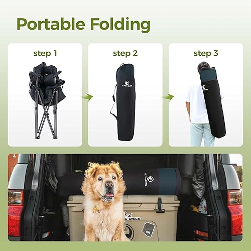 Miniatura 9 de ALPHA CAMP Silla de camping de gran tamaño, silla de césped resistente con soporte de bolsa enfriadora de 450 libras, marco de acero plegable, con