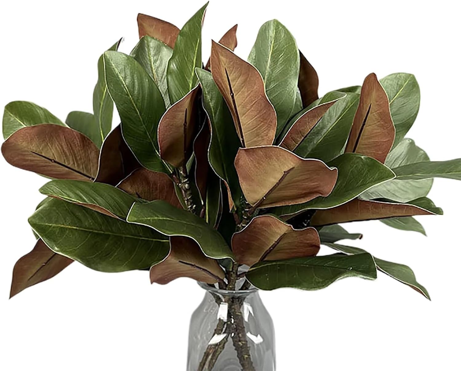 4Pcs Artificial Magnolia Leaves with Stems Fake Magnolia Leaf Branches Fake Greenery Stems for Home Indoor Outdoor Party Office Table Centerpieces Decor