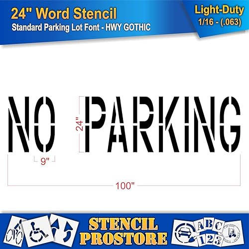 Miniatura 2 de Plantillas de marcado de pavimento  Plantilla sin estacionamiento de 24 pulgadas  24 x 90 x 116 pulgadas (63 mil)  Ligero