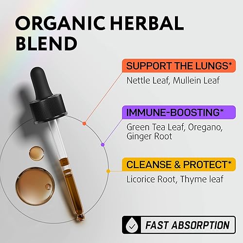 Miniatura 3 de Gotas de gordolobo para pulmones  Suplemento de aceite de gordolobo orgánico y grosella negra del USDA  Fabricado en Estados Unidos  Desintoxicación