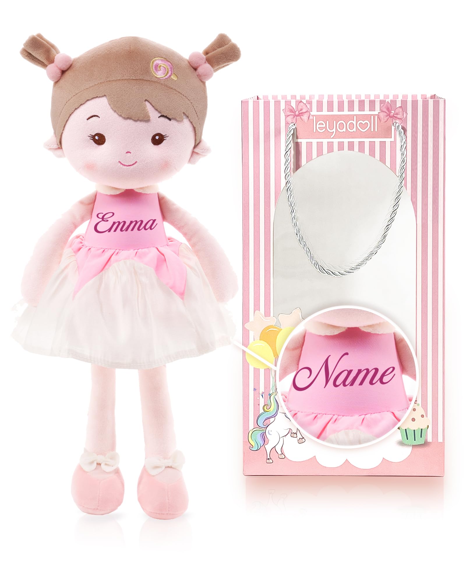 LeyaDoll Personalized Soft Baby Doll Toys (16''), My First Baby Rag Doll for 1 Year-Old Girl Birthday Gift, Christmas Plush Toys Gift for Toddler Kids Infants-Daydream-Daydream-Princess-Lolly