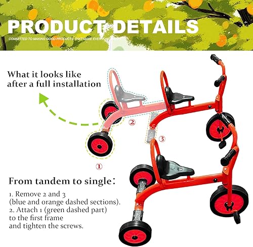 Miniatura 5 de Triciclo para niños a partir de 3 años, triciclo para niños y niñas, equipo de juego al aire libre, triciclo de rueda grande, con respaldo de alta