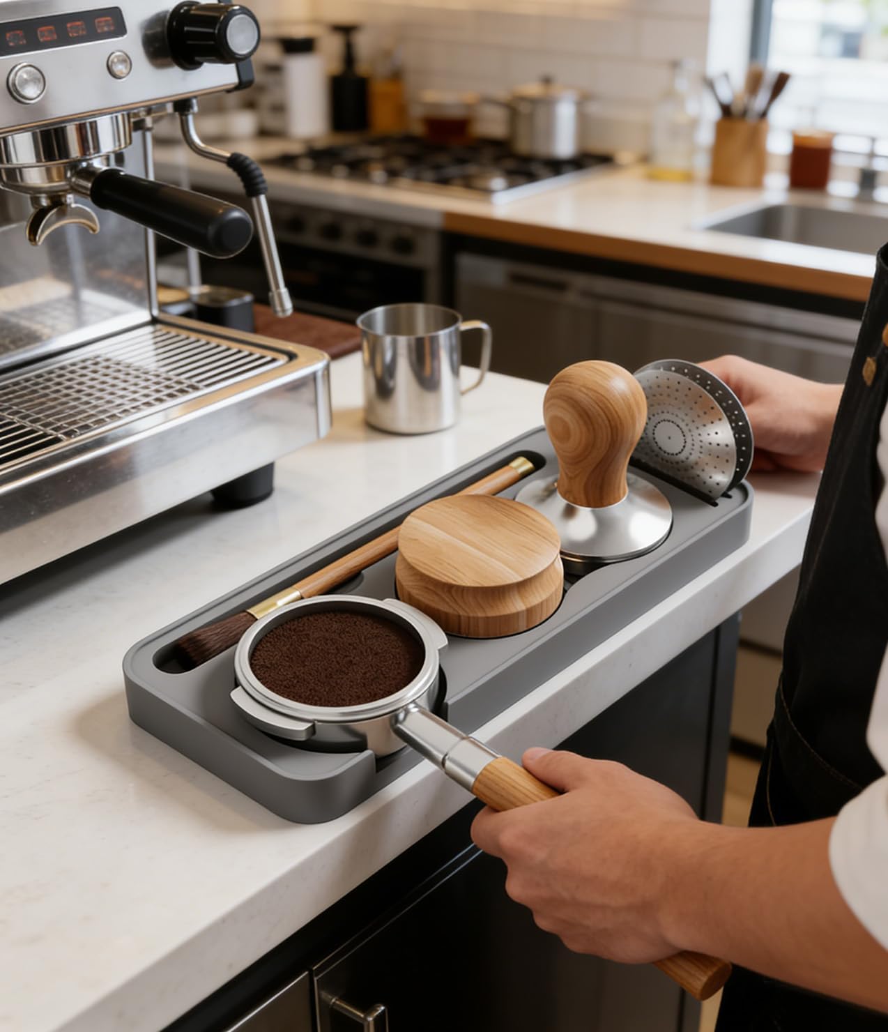 Silicone Espresso Tamping Station Espresso Organizer Station Espresso Station Coffee Tamper Station Multifunctional Coffee Tools Organzier Tamper Distributor Portafilter Holder Tamper Station Base