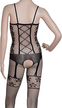 Fengek 3 Packs Women Fishnet Bodysuits, Stockings Sleepwear Lingerie for Couple Dating Nightwear, Black
