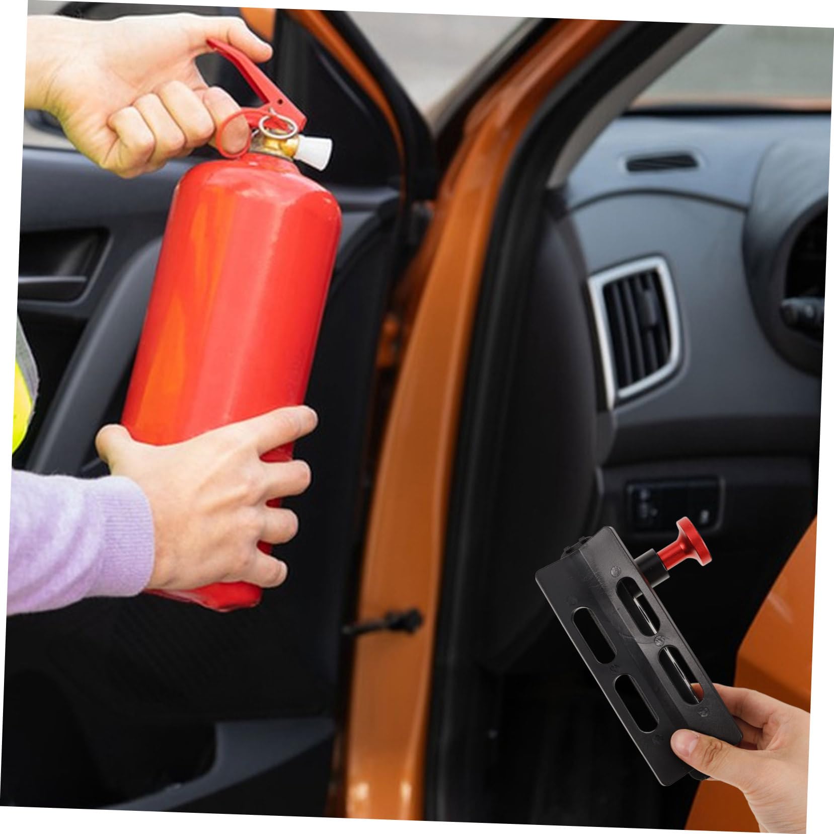 SHINEOFI Verstellbare Halterung für Autofeuerlöscher aus Aluminiumlegierung und Kunststoff mit Einfacher Montage und Kompakter Bauweise für Fahrzeuge