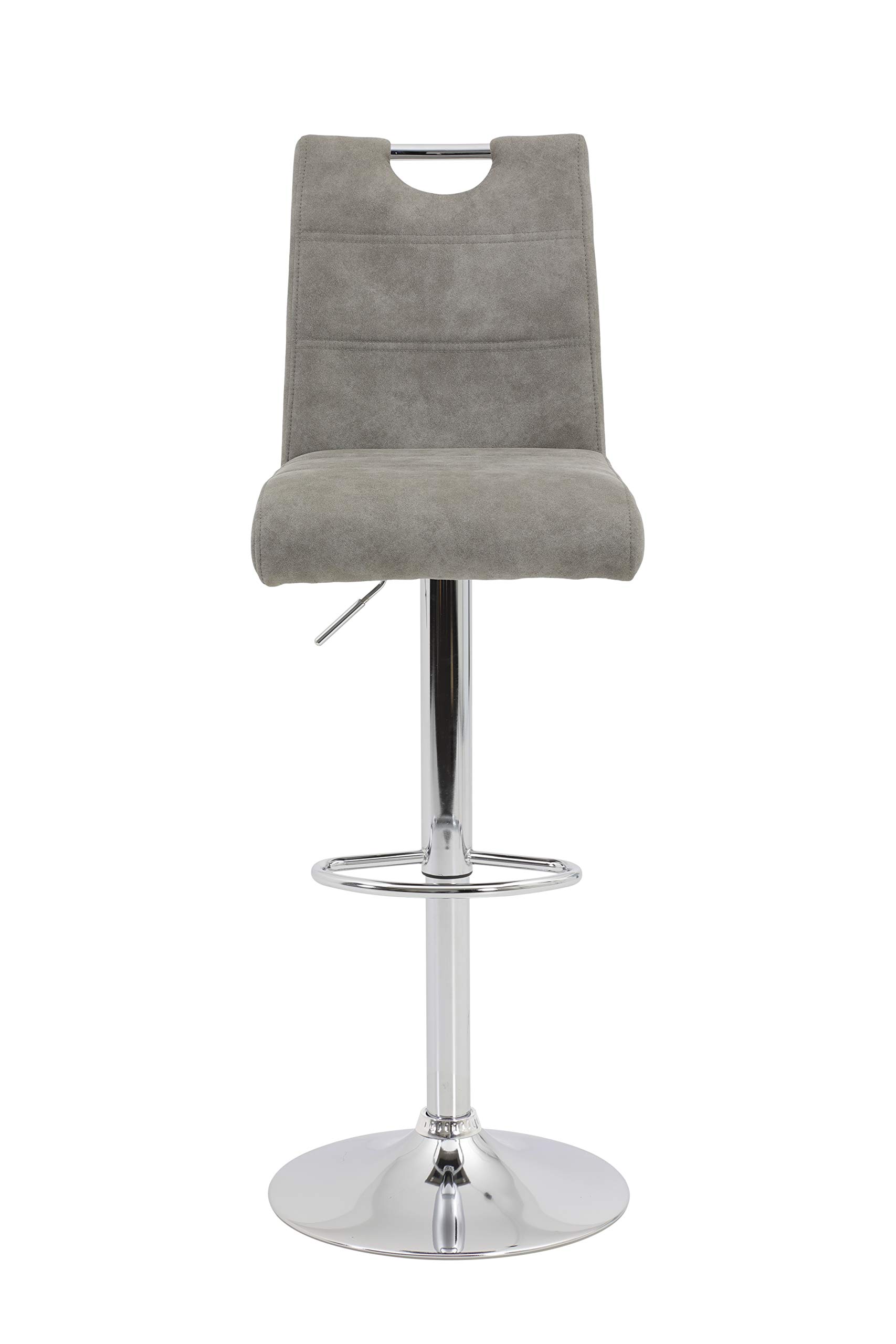 Hela Tische, Miranda - Set di 2 sgabelli da bar/bistrot, in microfibra di colore grigio, base a tromba girevole a 360° con funzione di sollevamento, seduta regolabile in altezza da 60 a 82 cm
