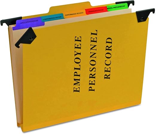 Pendaflex SER2YEL Personnel Folders, 1/3 Cut Hanging Top Tab, Letter, Yellow