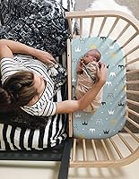 Vista 57 de Juego de 2 sábanas elásticas ultra suaves para moisés, ajuste universal para moisés, cesta de moisés, colchón rectangular ovalado, seguro y cómodo