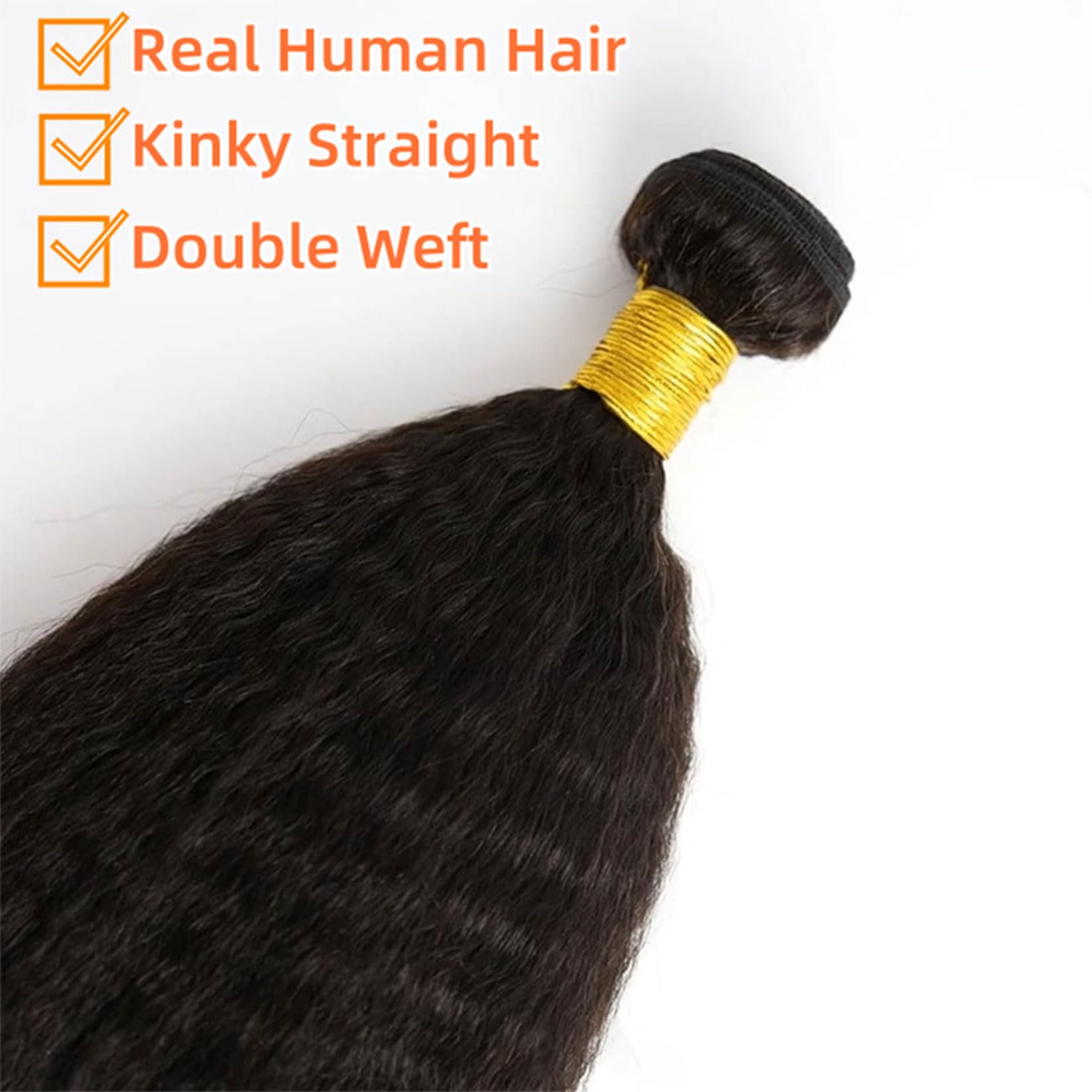 Bundle di capelli umani lisci e kinky, bagnati e mossi, 1 bundle