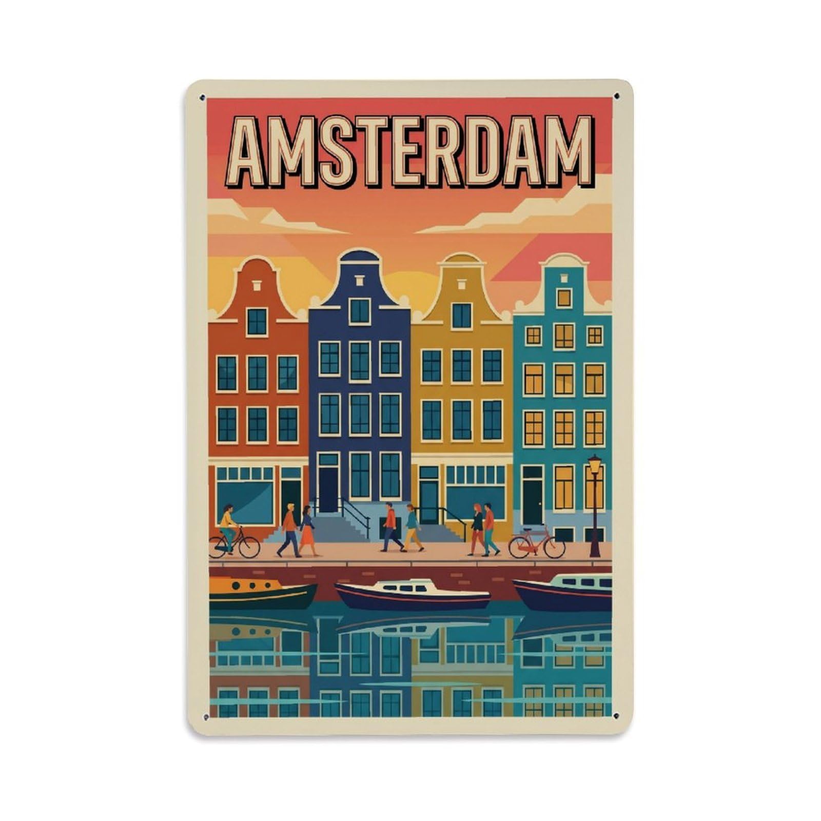 Vintage Travel Esplanade Netherlands Promenade Metal Tin Sign