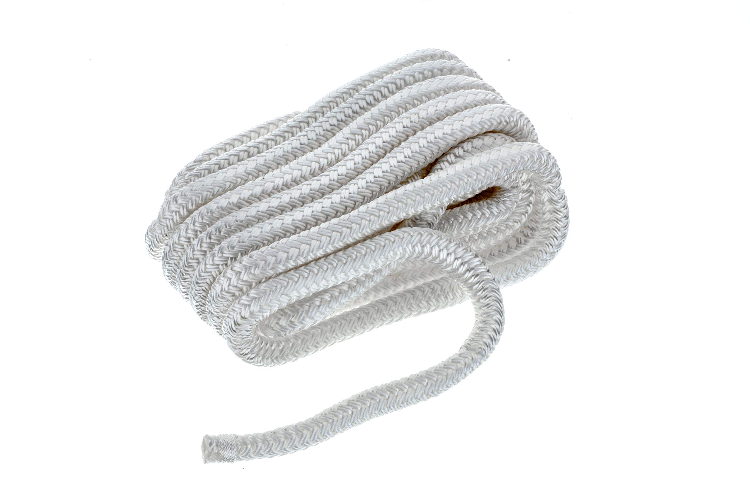 Seachoice Double-Braid Nylon Dock Line w/Eye Splice, Pre-Shrunk, Heat Stabilized, 1/2 in. X 25 Ft., White