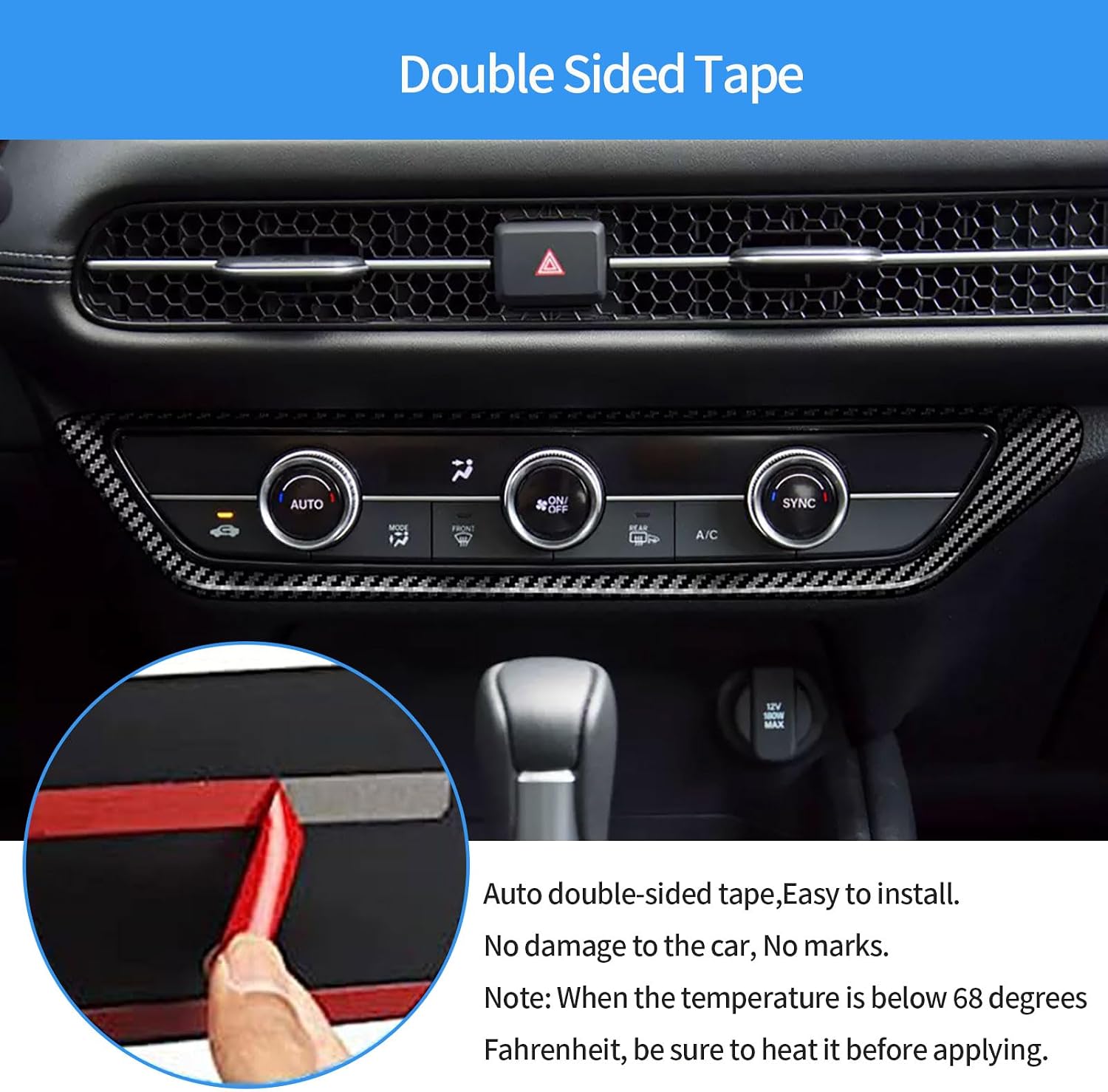 Car Accessories Compatible with Honda New HR-V HRV 2026 2025 2024 2023 Center Console AC Vent Cover Panel Trims ABS 1PC(Carbon Fiber Style)
