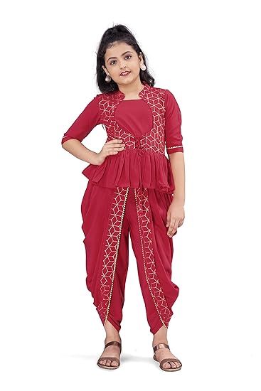 Fashion Dream Girls Crepe Top With Dhoti Pants