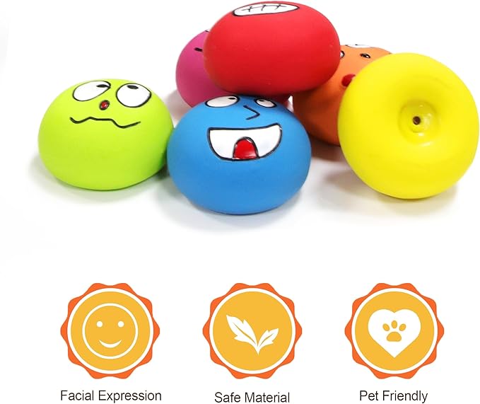 Juguetes Squeaky para Perros, 6 Pelotas de Látex para Perros Pequeños y Medianos miniatura 3