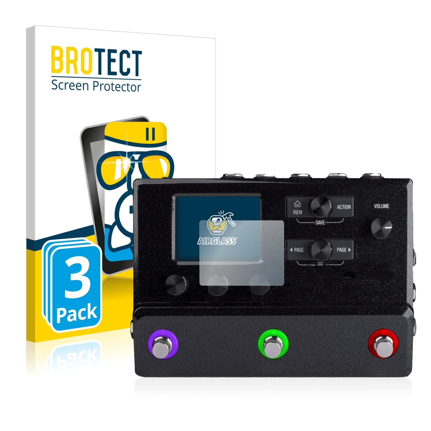 Brotect AirGlass Pellicola Protettiva In Vetro Ibrido Per Peterson Strobostomp HD (3 Pezzi) – Durezza 9H, Made In Germany - 2