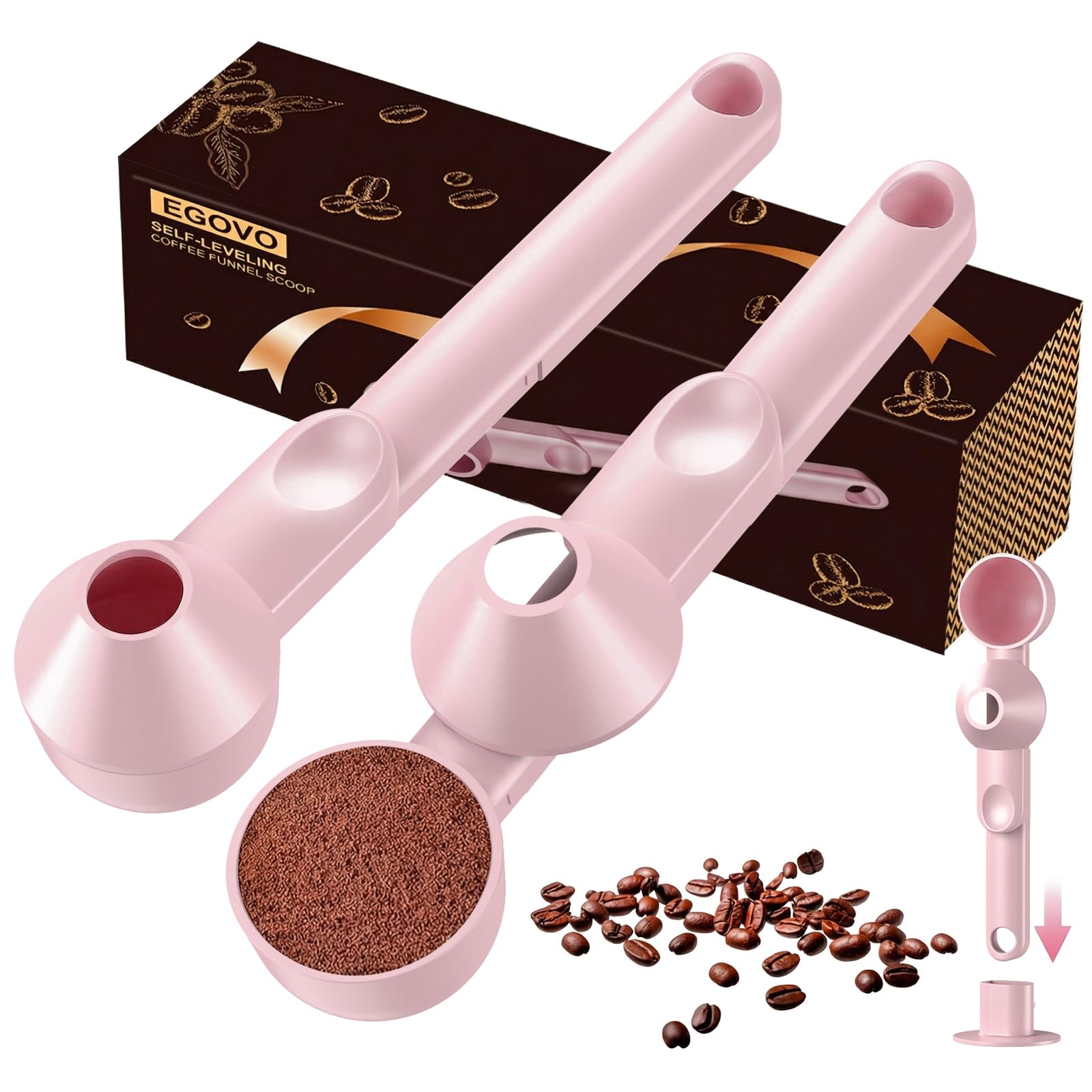 2 Pcs Coffee Scoop with Funnel for Reusable K Cup, 2 TBSP Measuring Spoon