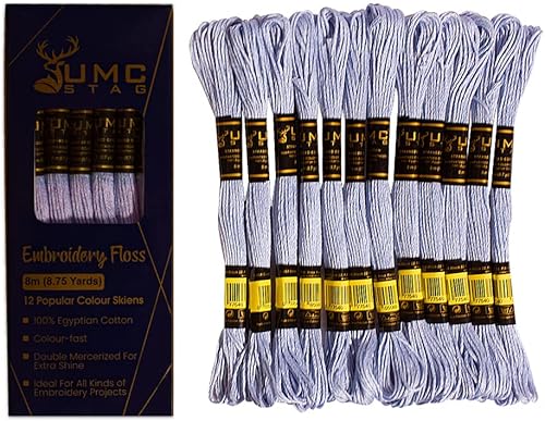 Miniatura 2 de UMC STAG Paquete de 12 hilos de bordar rojos de alta calidad, madejas 100% algodón egipcio de alta calidad, hilo de bordado de punto de cruz,