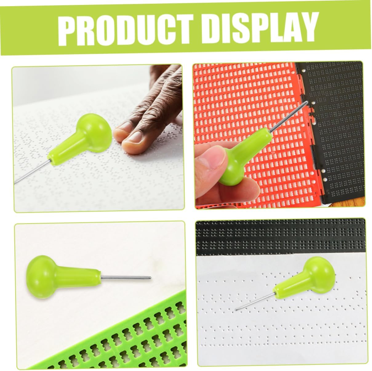 SECFOU 2pcs Braille Pen Writing Tool Plastic Braille Stylus for Blind Convenient and User-Friendly Writing Accessory for Learning and Accessibility Needs
