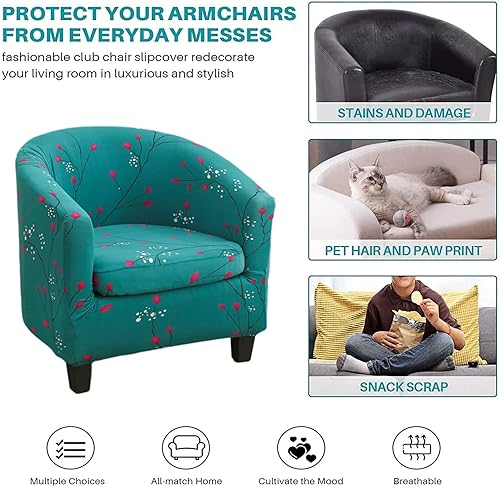 Miniatura 5 de NILUOH Funda para silla de club, 2 piezas, con funda de cojín, funda para silla de barril, protector de muebles para sala de estar, suave,