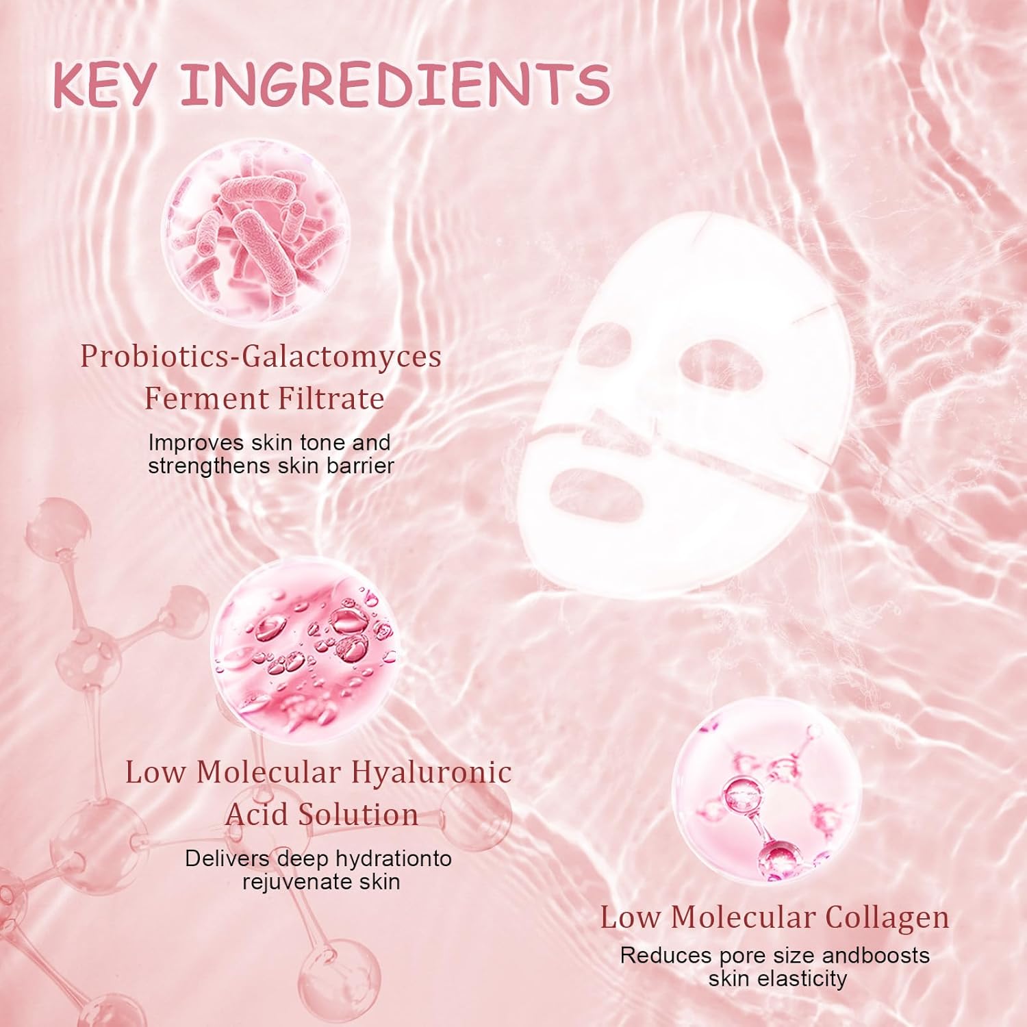 8 Pcs Collagen Face Mask, Collagen Real Deep Mask, Hydrating Collagen Mask Overnight, Anti Wrinkle Firming, Pore Minimizing, Elasticity Improvement, for All Skin Types - Image 4