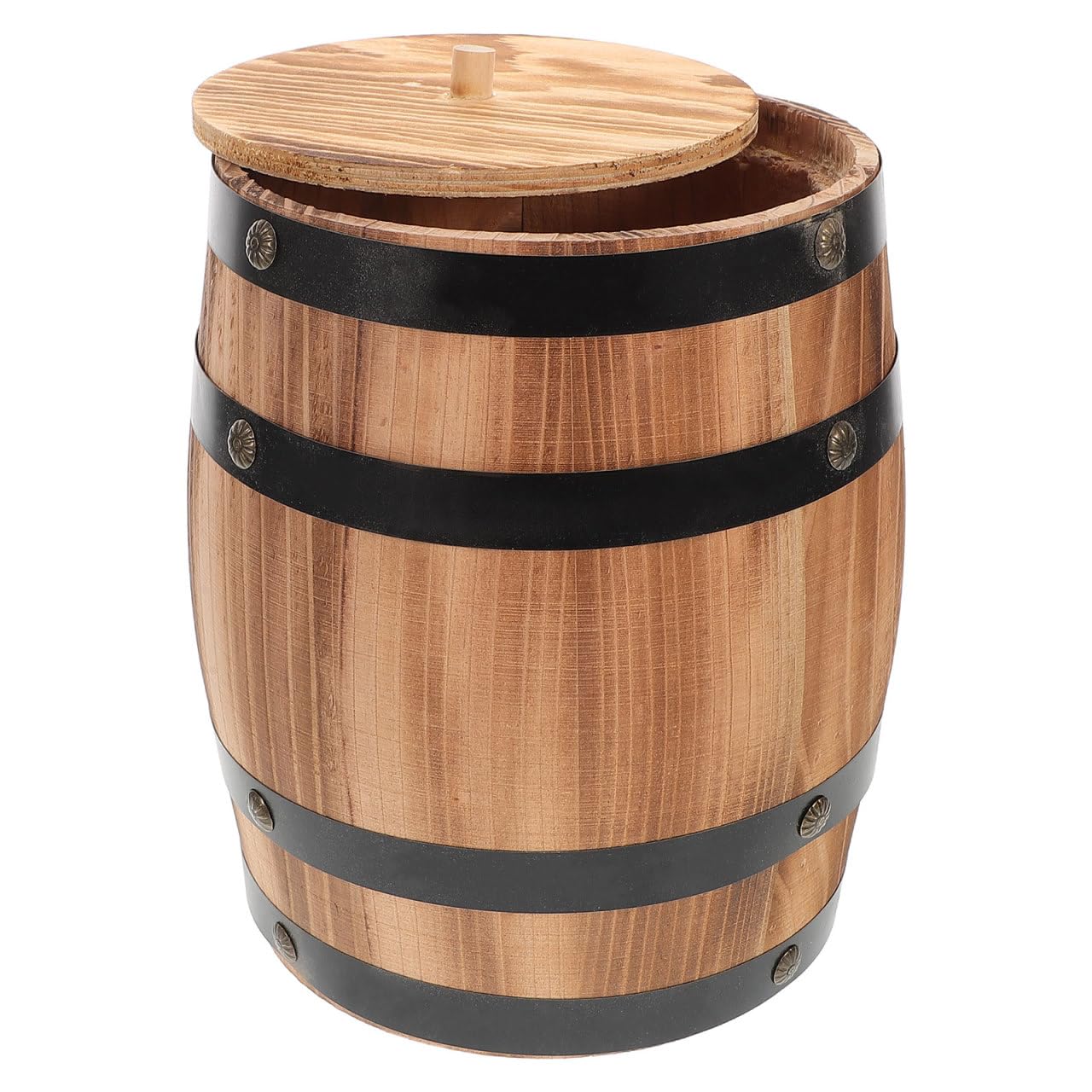OUNONA Vintage-Besteckhalter Aus Karbonisiertem Holz Fassförmiger Aufbewahrungseimer Für Küchenutensilien Gabelhalter Löffelhalter Und Essstäbchen Platzsparend Für Küche Büro Oder Restaurant
