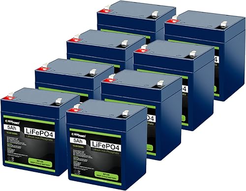 Miniatura 9 de Paquete de 10 baterías recargables de ciclo profundo ExpertPower de 12 V 5 Ah LiFePO4  2500-7000 ciclos de vida y vida útil de 10 años  BMS