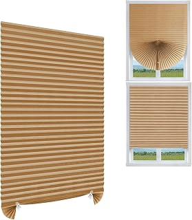MALOKI Pleated Window Blinds,Temporary Blinds Cordless No Drill Paper Shades for Window Door Stick on No Screw Room Darkening Shades for Bedroom Bathroom Kitchen