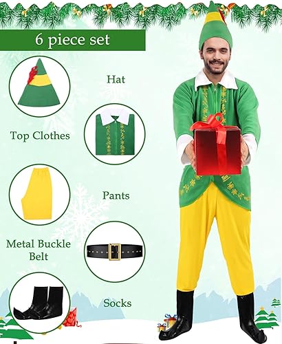 Miniatura 2 de Men's Elf Costume the Elf Costume Adult Christmas Elf Costume Men Christmas Costume Elf Suits