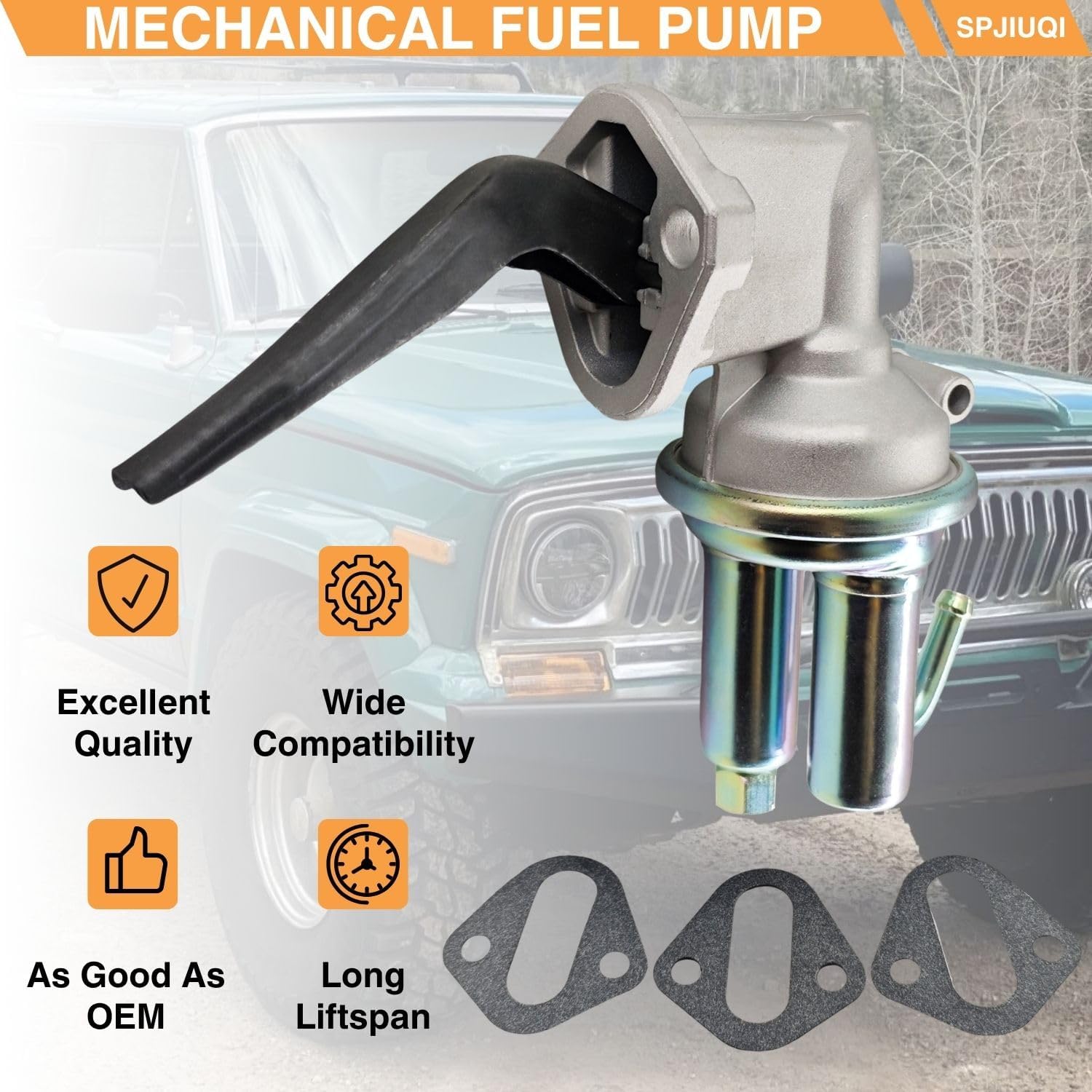 M6736 Mechanical Fuel Pump for AMC Jeep CJ5 CJ7 304 360 401 V8 | Fits for 1976-79 American Motors Matador,Gremlin,Hornet, for 76-91 Jeep J10,J20,Cherokee,Grand Wagoneer, 5.0L 5.9L 6.6L