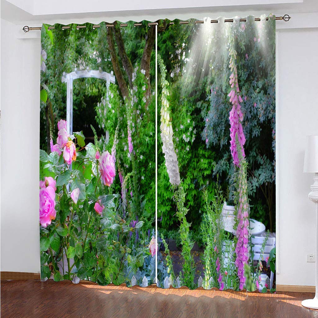 Rideaux occultants opaques verts 132x225cm en lot de 2 pièces pour habiller les fenêtres