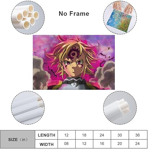 Miniatura 10 de MINMIE Póster de anime de Japón Fantasy Boy Manga Los Siete Pecados Capitales Geniales Impresiones Artísticas Pintura de Pared Tapices Colgantes