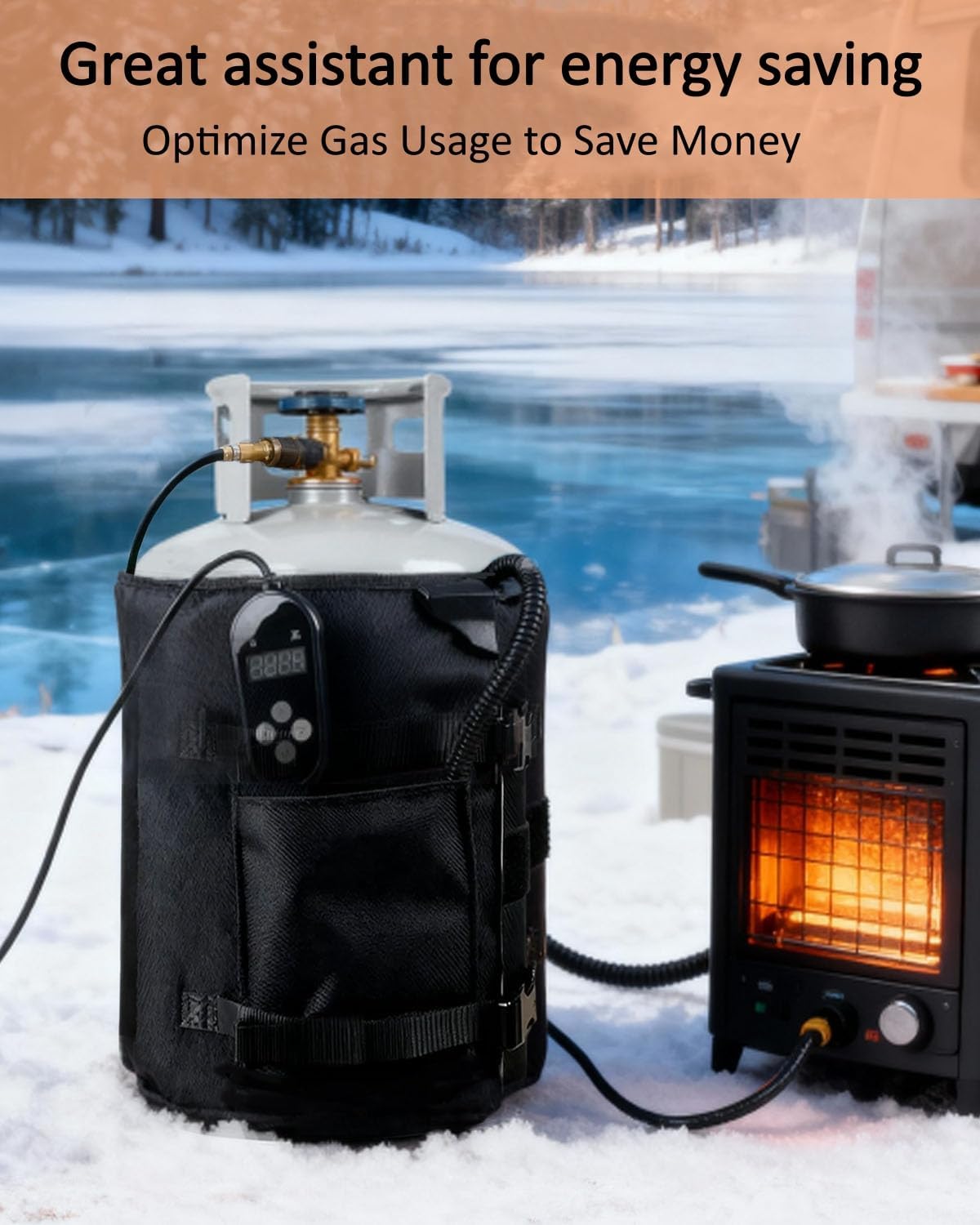 Portable Propane Tank Heater Blanket, Gas LP Cylinder Heater with Timer and Thermostat Temperature Adjustment, Waterproof Propane Tank Heater Fit for 5-40 LB Tanks