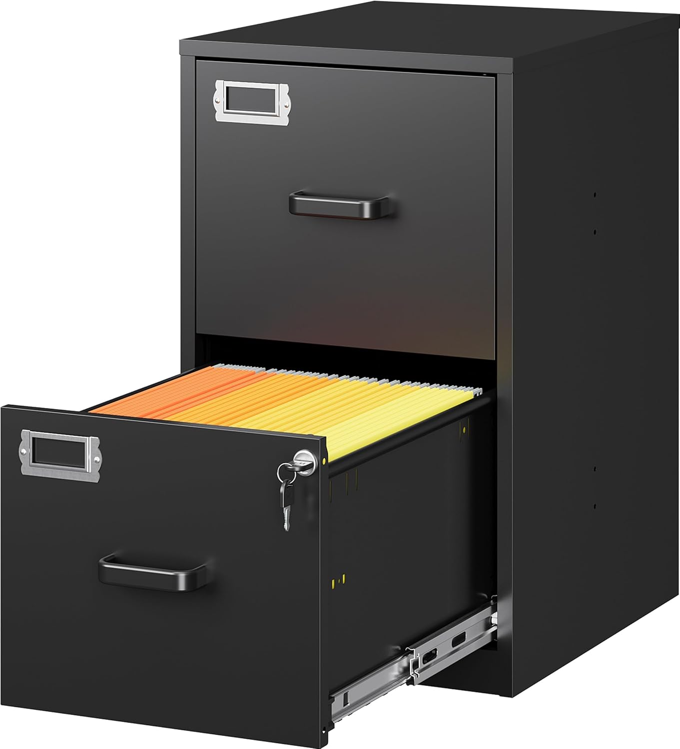 SISESOL 2 Drawer File Cabinet with Lock,Narrow Vertical Filing Cabinet,Under Desk File Cabinets,Black Metal File Cabinets for Home Office,Fit Letter/A4/Legal Size File,Easy Assembly Recycled Claim Sta