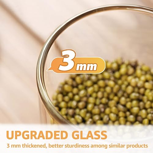Miniatura 3 de Tarros de vidrio de 32 onzas líquidas con tapa de bambú, paquete de 4 recipientes de almacenamiento de vidrio grueso mejorados, recipientes de