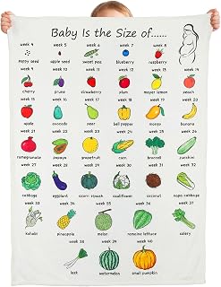 Tegeme Baby Growth Tracker Blanket Weekly Pregnant First Mom Gifts for Expecting Parents Pregnancy Countdown Calendar Week By Week Pregnancy Blanket in Fruit Veg Mother's Day Congration Gift