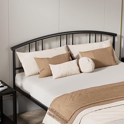 Miniatura 4 de VECELO Base de cama matrimonial con cabecera y estribo base de colchón de plataforma metálica de 14 pulgadas listones de acero de alta calidad no