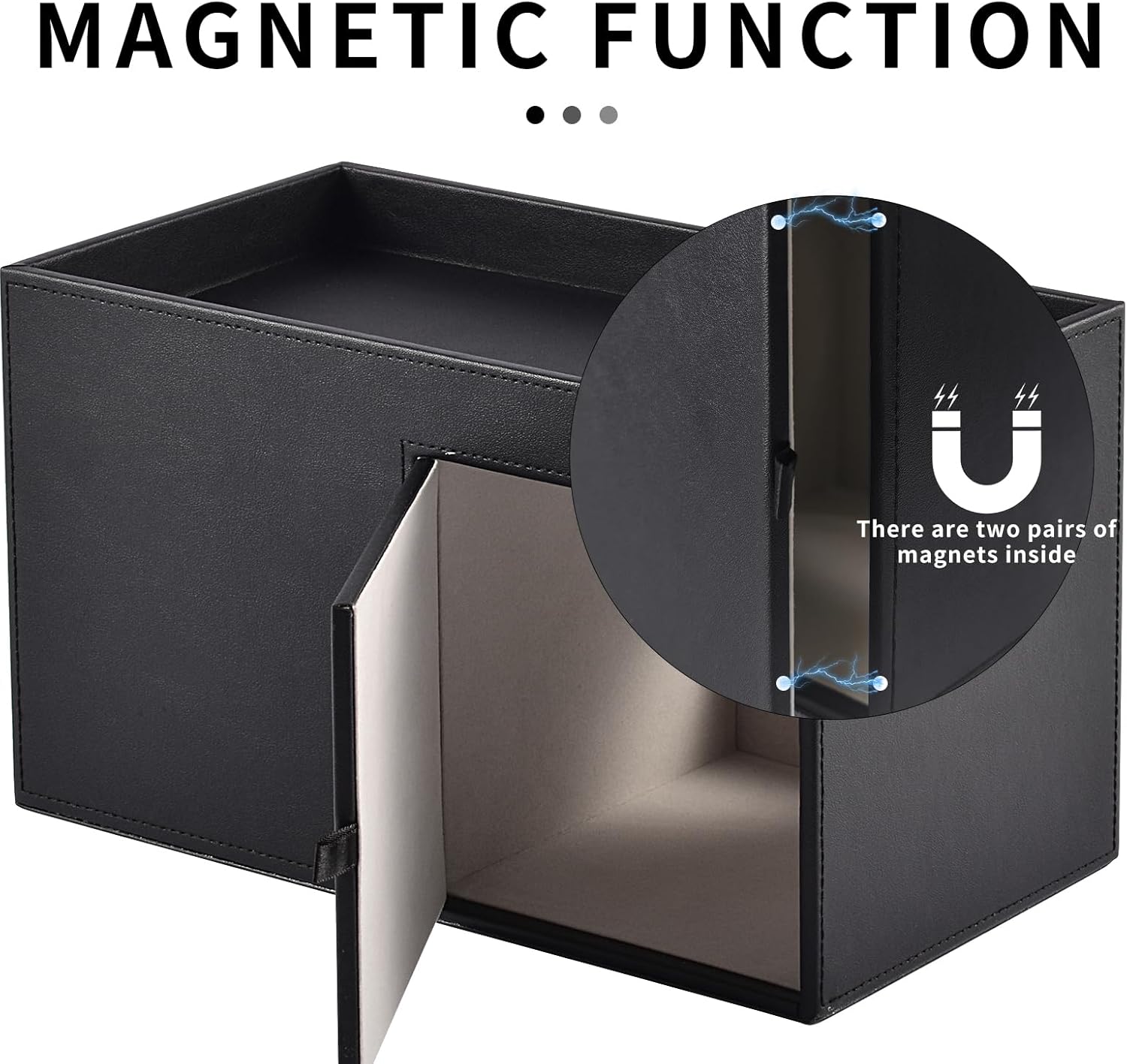 Square Tissue Box Cover with Drawers,Tissue Box Holder with Storage Tray,​ Makeup Organizer and Desk Organizer,Tissue Holders Decorative for Bathroom Vanity NightStand Dressing Table (Black)
