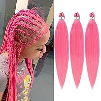 Vista 1 de Cabello trenzado rosa preestirado, fácil de trenzar, textura Yaki, pelo sintético profesional trenzado de 26 pulgadas, ajuste de agua caliente