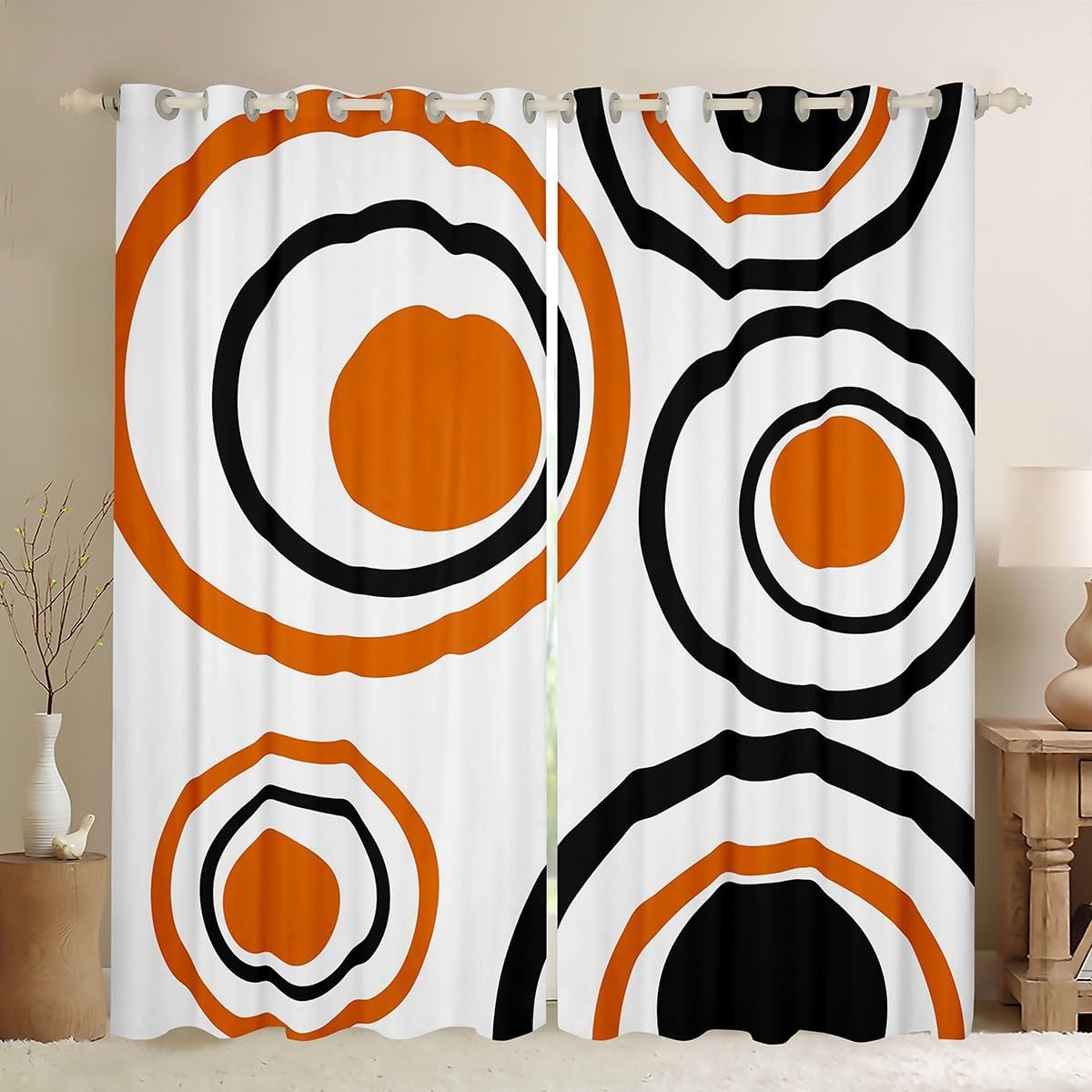 Erosebridal Black and White Abstarct Curtains for Adult Women Men, Geometric Striped Window Curtains Drapes for Minimalists,Graffiti Aesthetic Lines Window Treatments,Boho Modern Art Decor,52" Wx84 L