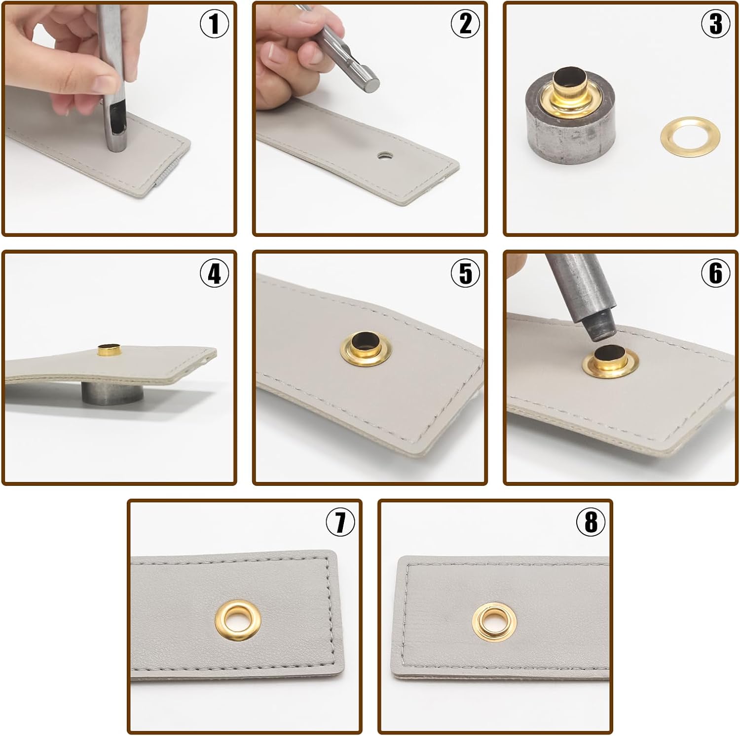 8mmx15mmx7mm/0.31"x0.59"x0.28" Hole Silver/Gold/Bronze/Black Brass Grommets Eyelets(50Pcs of Each Color), with Setting Tools(2 Pcs Installation Tools)